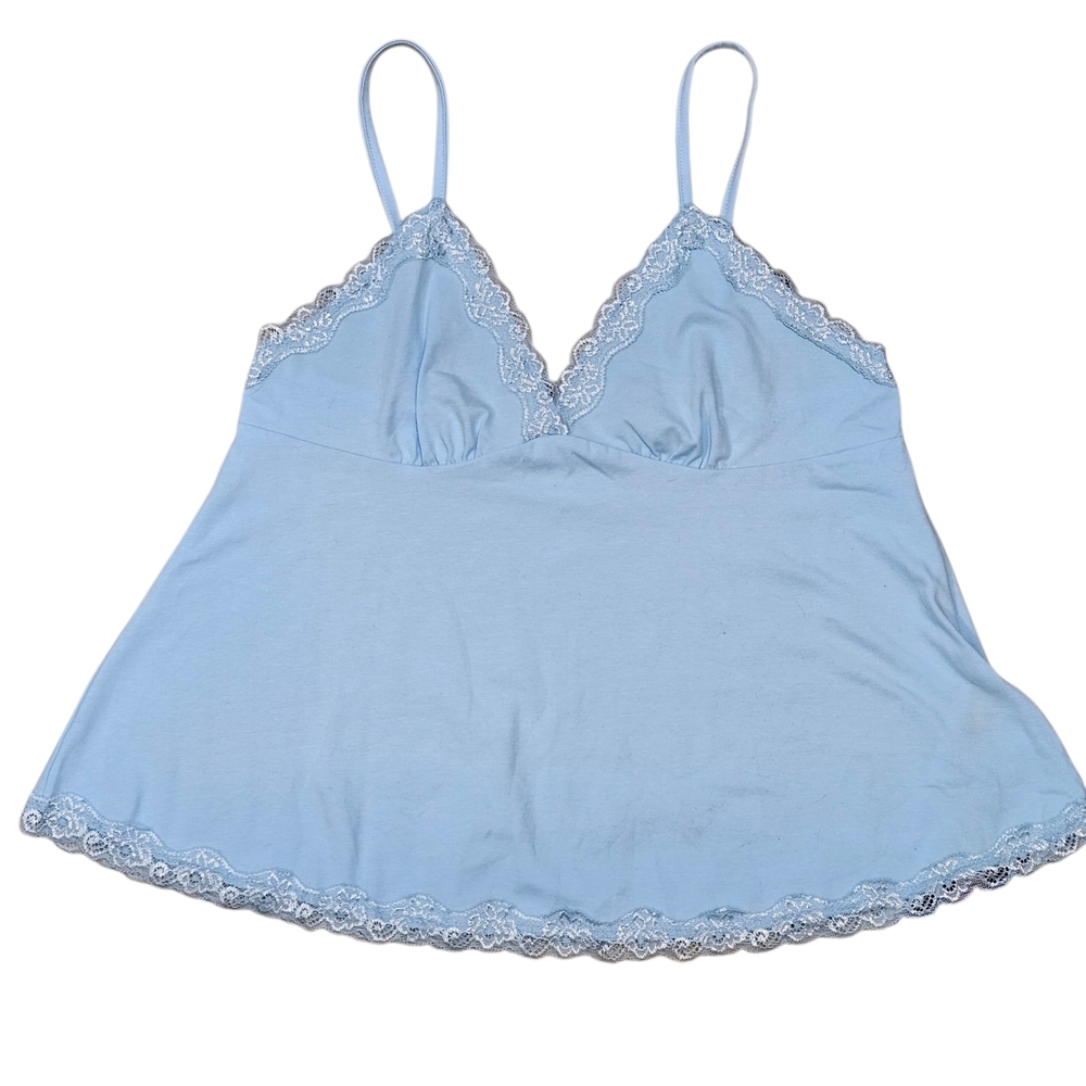 NEW ROMWE Fairycore Baby Blue Lace Trim Cami Camisole Tank Top Medium